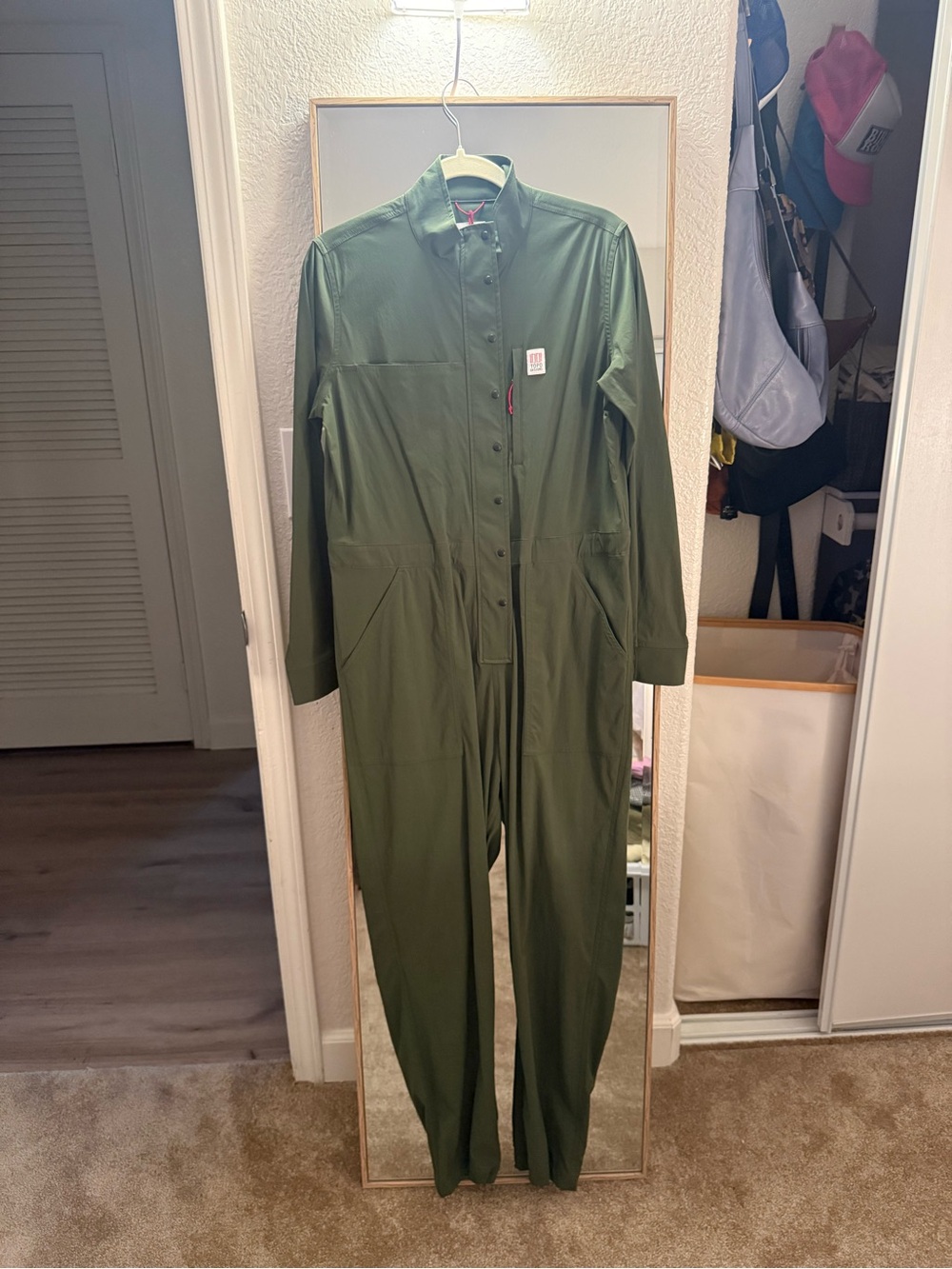 topo designs women’s coveralls - olive size medium